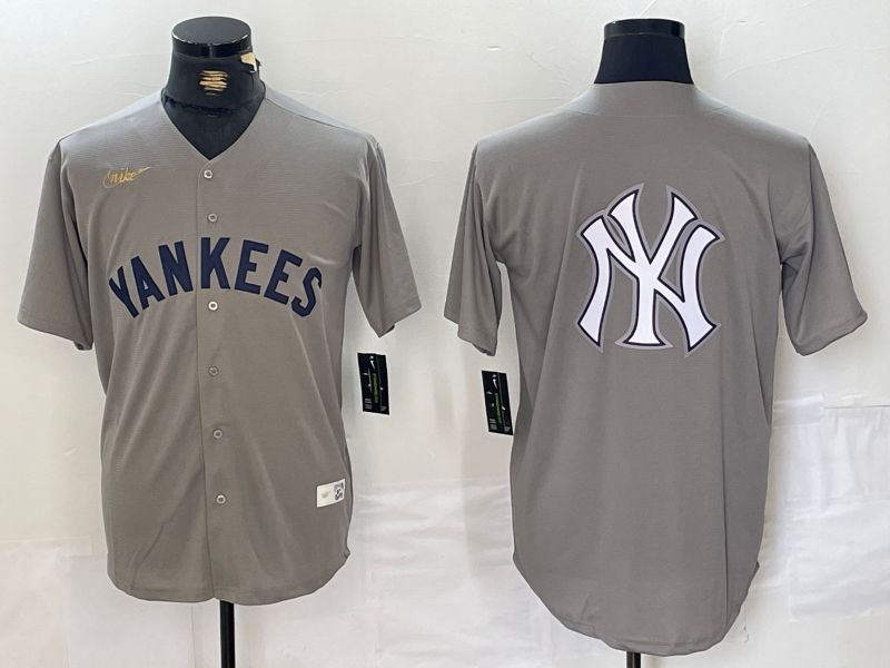 Men New York Yankees Blank Grey Throwback Nike Game 2024 MLB Jersey style 14